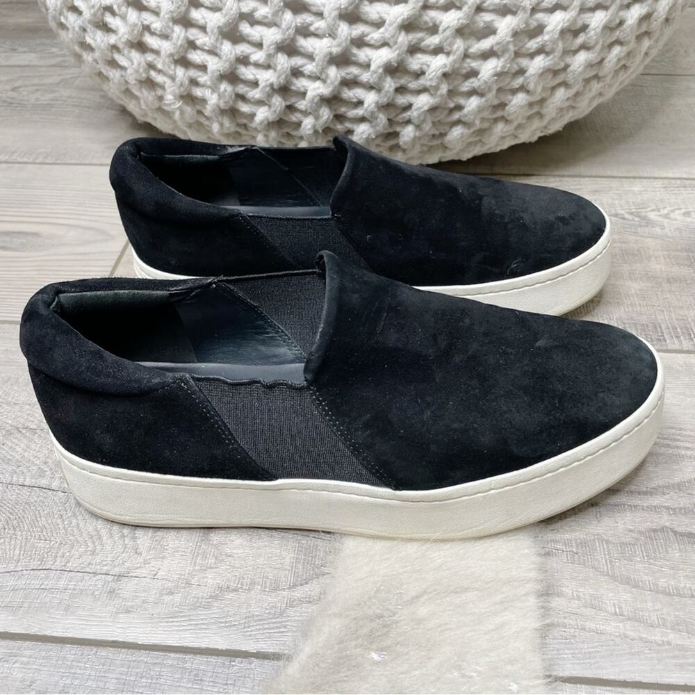 Vince Warren Leather Slip On Platform Sneakers Black Size 8 - Picture 3 of 7